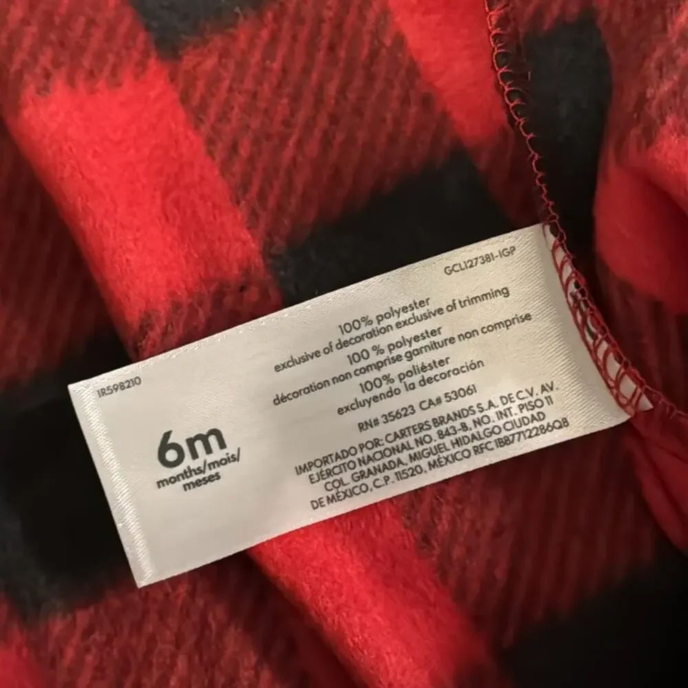 NWT Carter’s red black checked‎ moose footie